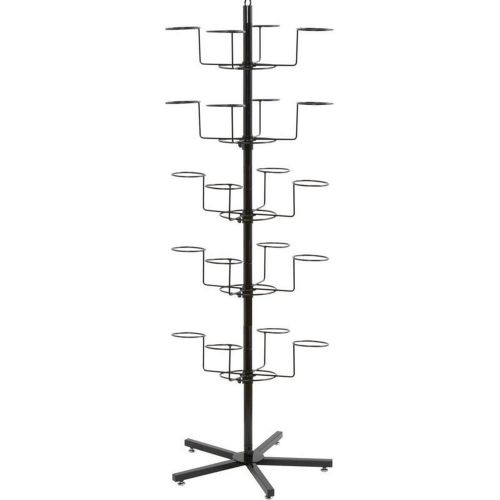20-Place Heavy Duty Black Coated Retail Floor Display Hat Rack Stand