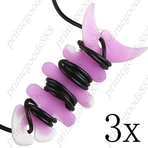 3 x Purple White Fishbone&#039;s Shape Soft Wrap Device Earphones Cable Free Shipping