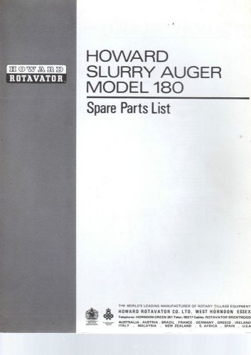 Howard Slurry Auger  Model 180 Spare Parts List 1471E