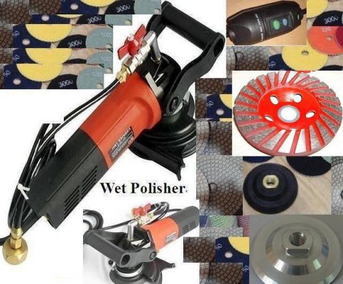 Wet polisher aluminum rubber backer 5&#034; diamond polishing 9 pad granite 2 cup for sale