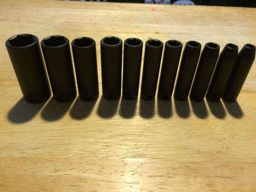 PROTO 1/4&#034; DRIVE SAE 6 POINT DEEP WELL IMPACT SOCKET SET NEW J69116 MADE IN USA