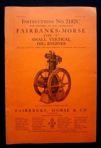 Original fairbanks morse type t hit miss gas / oil engines instructions manual for sale