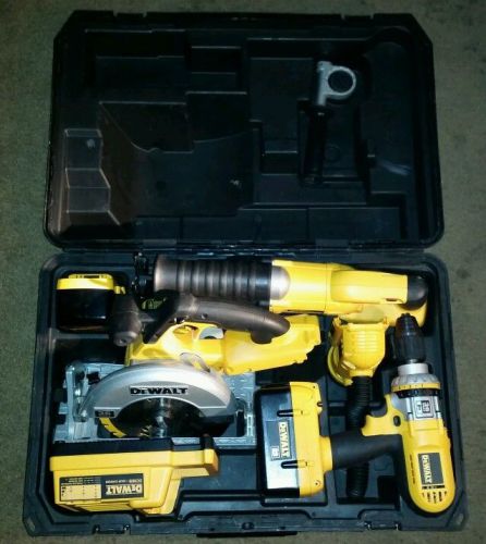 (NEW) DeWALT 36V Cordless Hammer Drill, Circular Saw, Sawzall, &amp; Light Kit