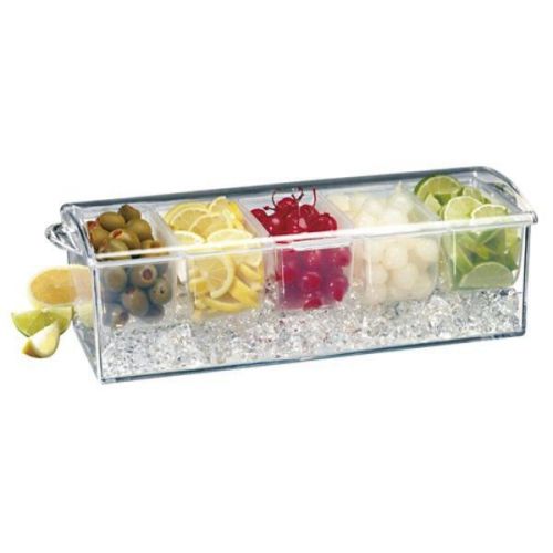 Bar Cocktail Container Organizer With Ice Drawer &amp; 5 Condiment Compartments
