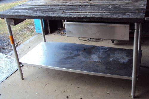 USED 58 &#034; STAINLESS TABLE BASE WITH UNDERSHELF AND DRAWER BB14