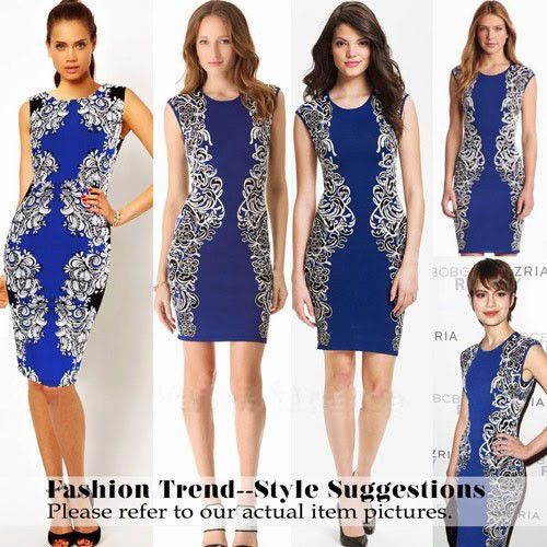 new round neck sleeveless printed pencil skirt package hip star with Dress Sexy