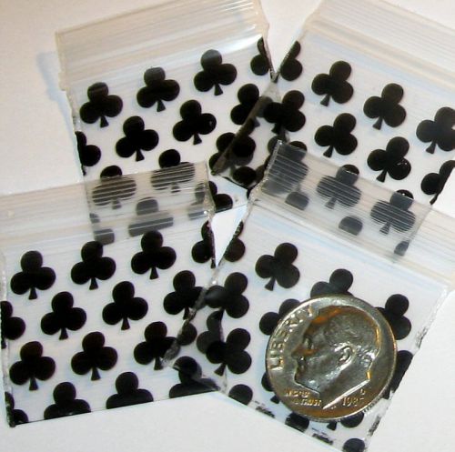 200 Black Clubs Baggies 12510 1.25 x 1 inch mini ziplock bags