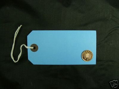 40 BLUE STRUNG TAGS 120 x 60 mm Luggage Price Stock SwingTags Labels