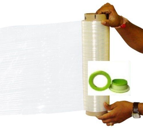 (4) Rolls White Hand Stretch Wrap Film Banding 18&#034; x 1500&#039; 80 Ga w Hand Saver