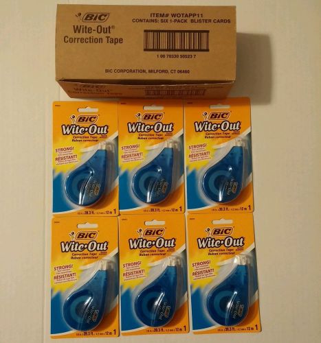 Box of 6 Bic Wite-Out Correction Tape New on Blister Cards