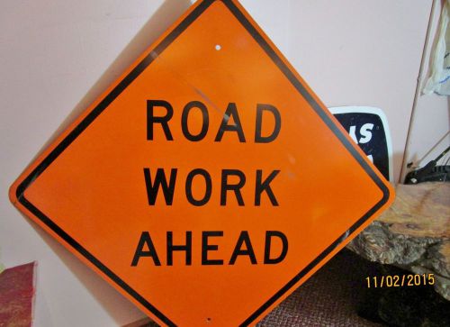 Vintage 3m non-reflective road work ahead hwy construction steel sign for sale