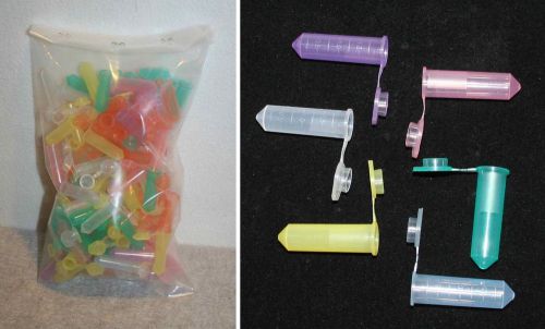 100 micro centrifuge tubes, 2ml, w/graduations, assorted colors, attached caps for sale
