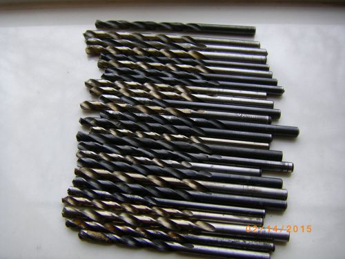 Lot of 26 standard jobber length steel drill bits.  Wire gauge sizes.