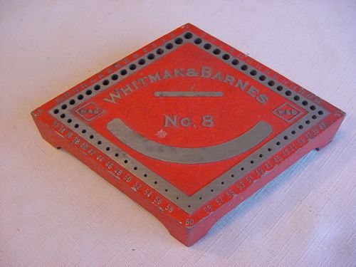 Vintage cast aluminum 60 piece whitman &amp; barnes no.8 metal work drill bit holder for sale