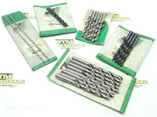 ASSORTED LOT OF 22 HSS PRECISION STRAIGHT SHANK TWIST DRILLS 1/8&#034; TO 21/64&#034;