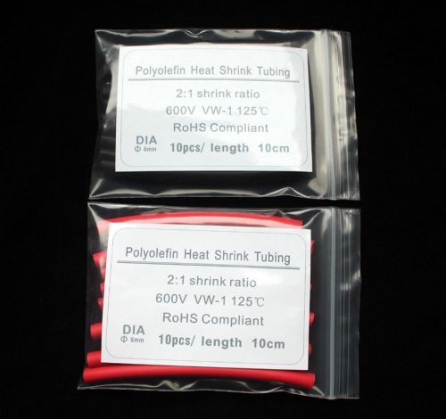 3 size heat shrinkable tube black&amp;red colors ?1.5mm ?3mm ?6mm assortment kit for sale