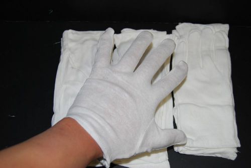 Lot Of 12 Pairs White 100% Cotton Gloves Size L  Free Shipping