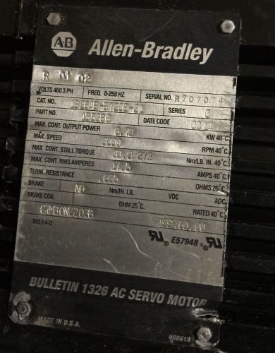 Allen Bradley Servo Motor 13 26AB-B720E-21 13 26ABB720E21 Used
