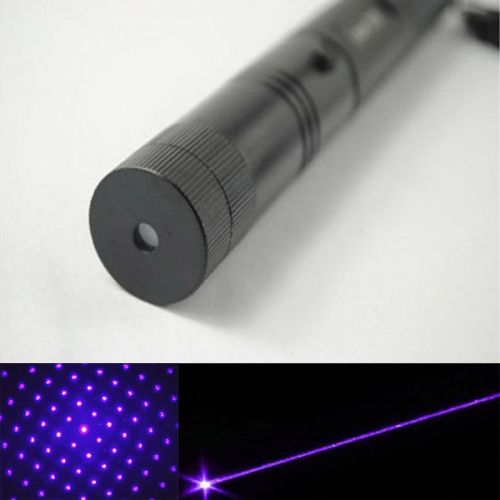 New 405nm Blue Laser Pointer Pen Adjustable Focus Violet Purple Lazer No Battery