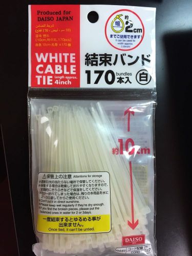 170 PCS Pack 4&#034; inch White Network Cable Cord Wire Tie Strap Zip Nylon