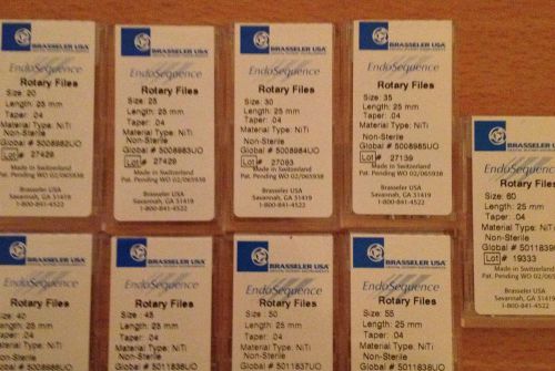 Brasseler Endo Sequence Rotary Files...25mm.04 taper..9 Packs