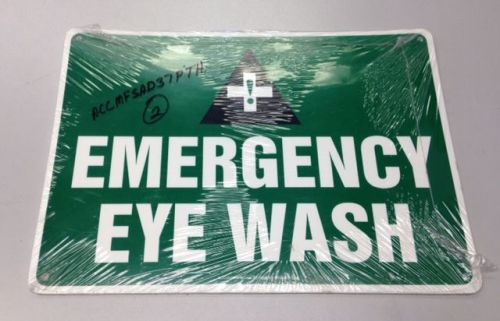 Emergency Eye Wash Plastic Safety Sign 10&#034; x 15-1/2&#034; 2pk (NEW) (6A1)