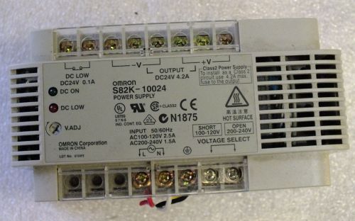Omron Power Supply 4.2 Amp 24VDC DIN Rail S82K-10024