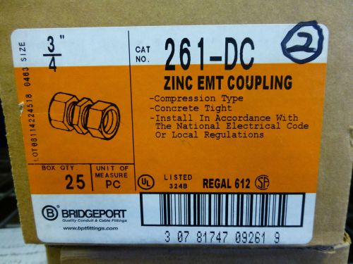 BRIDGEPORT 261-DC ZINC EMT COUPLING 3/4&#034; COMP. CONCRETE REGAL 612    LOT OF 50
