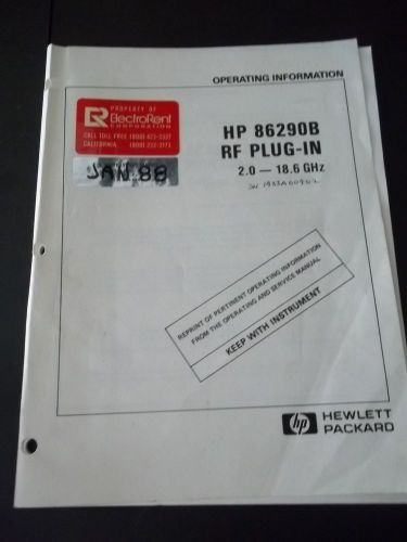 Hewlett Packard Operation  Manual HP 86290B RF Plug-In 2.0 - 18.6 GHz