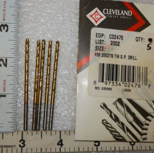 5 pc wire size # 36  Gen purp Drill Bits Cleveland C02476  ((  Loc10  ))