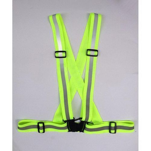 Traffic Reflective Safety Elasticized 2&#034; Lime-Yellow/Silver Harness - Size:Large