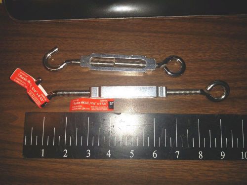 2 New TURNBUCKLES 5/16&#034; Stainless Steel 275lbs Tension Aduster Gate Support Hook