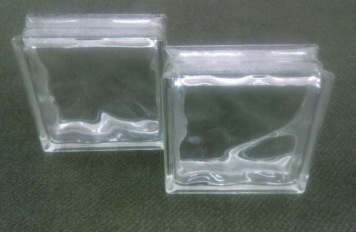 2 GORGEOUS Vintage Solid GLASS BLOCKS Mid Century Architectural 8 x 8 x 3.25&#034;