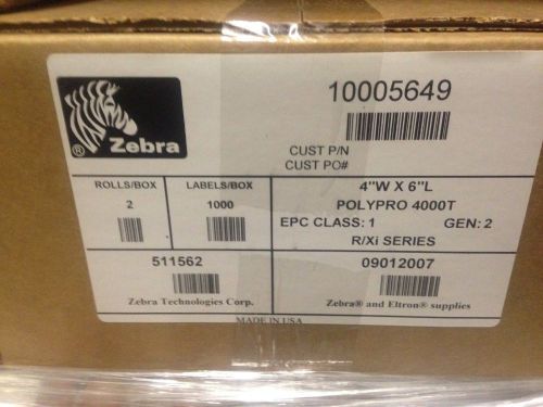 1000 RFID 4x6 Zebra Polypro 4000t labels Box of 2 rolls