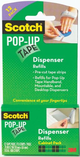 Scotch Pop-Up Tape Strips 3/4 x 2 Inches 12 Pads 75 Strips/Pad (90M-12PK) Clear