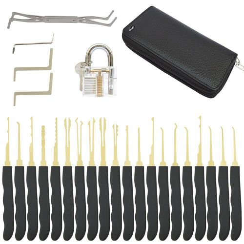 Gimars 24 in 1 padlock picks door lock opener locksmith tool set kit with cry... for sale