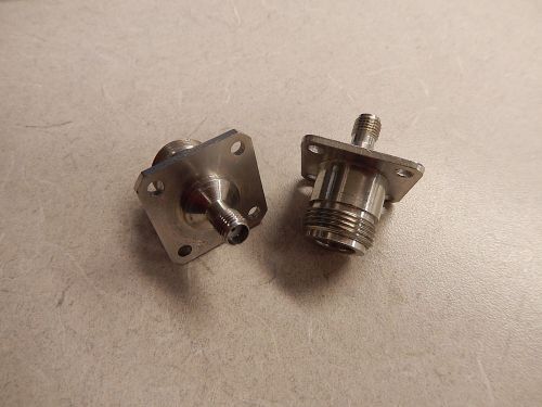 Lot of 2 adapter n to sma female flange mount 628 for sale