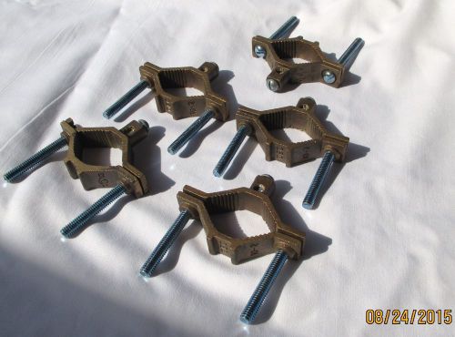 Copper ground pipe clamps - serrated collar - set of 5 for sale