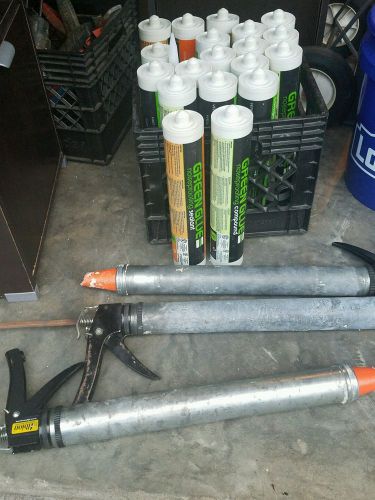 Green glue sealant and compound tube with albion caulking guns