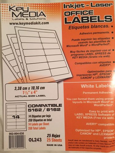 Office Labels (white Labels) Permanent Adhesive (25 Sheets) Compatible 5162/8162