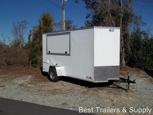 6 x 12 enclosed concession trailer white with vending window extra height new for sale