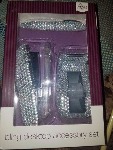 3 piece silver bedazzled Office Accessory Set
