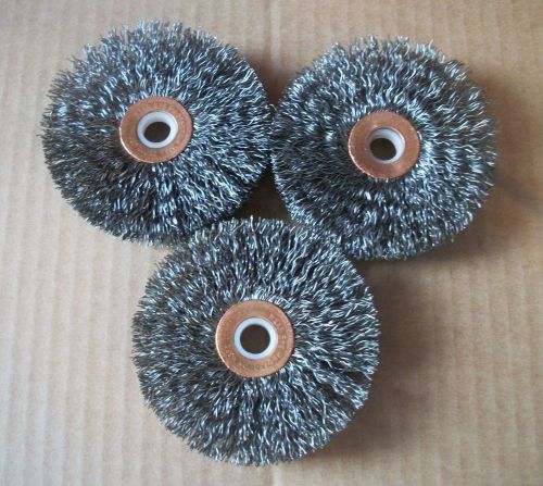 Lot of 3 Weiler 3&#034; wire wheels .014 wire 1/2&#034;- 3/8&#034; A.H.