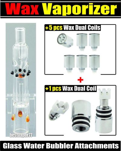 Glass Water Bubbler Atomizer Wax Ceramic Dual Coil Dry Herb Vaporizer Pen Kit