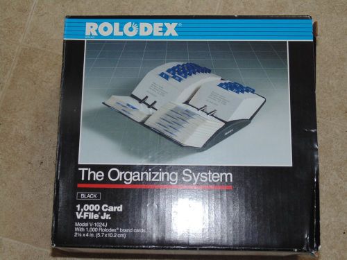 Vintage Rolodex V-File Jr Black Metal V1024J Cards Desk Organizer Phone Address