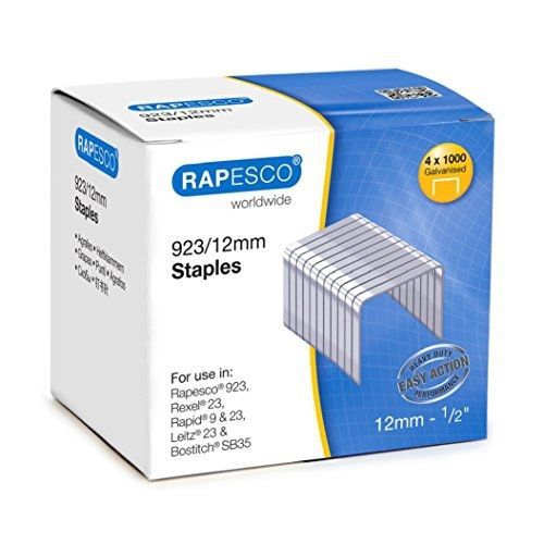 Rapesco heavy duty 923 series 1/2-inch staples, box of 4000 (s92312z3) for sale