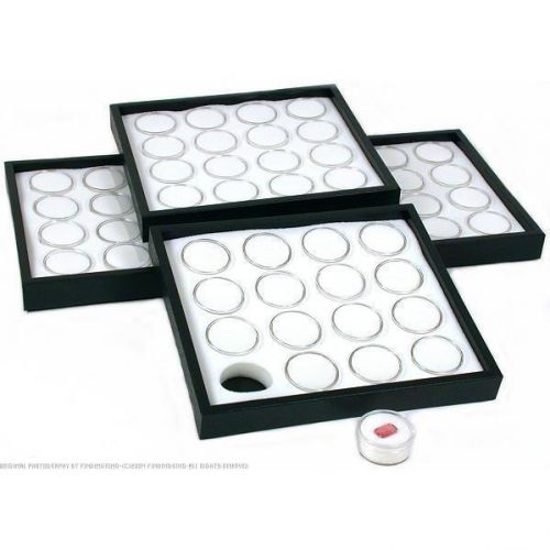 4 16 White Gem Jars Display Inserts &amp; Stackable Tray