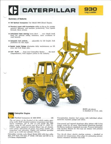 Equipment brochure - caterpillar - 930 - wheel log loader logging c1976 (e3076) for sale