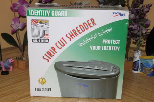 Paper Shredder Strip sh2106pa Techko Identity Guard Wastebasket Included NEW