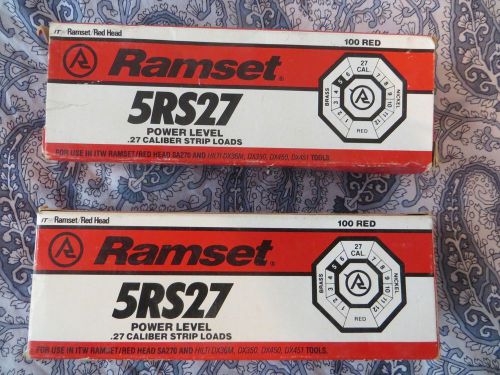 2 boxes ramset 5rs27 .27 cal strip loads red 200 loads red head 2 boxes of 100 for sale